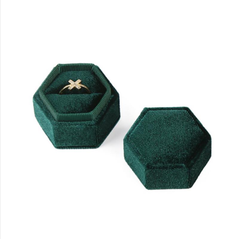 Hexagon Velvet Ring Box with Detachable Lid Earings Heirlooms Holder for Proposal Engagement Wedding Ceremony Proposals Other