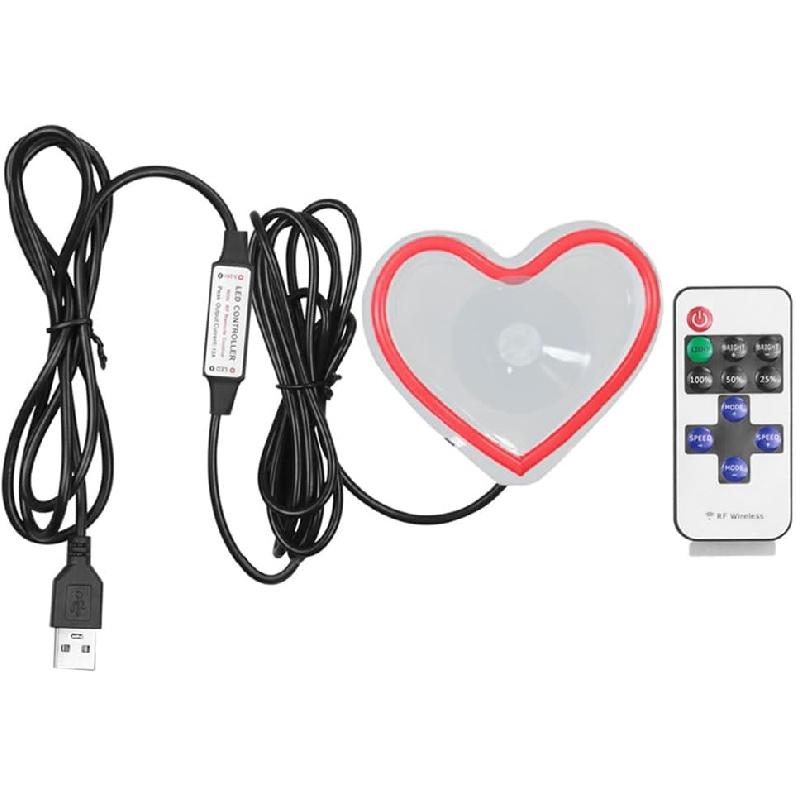 

Car LED Ambient Light, Love Heart USB Vehicle Neon Lighting with Remote Control for Triangle or Back Window, Car Interior Accessories for Car, червоний
