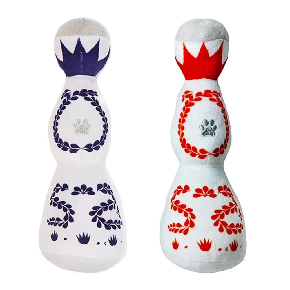26cm Tooth Cleaning Plush Dogs Toy Bottle Shape Chew Toy Portable Squeaky Toy