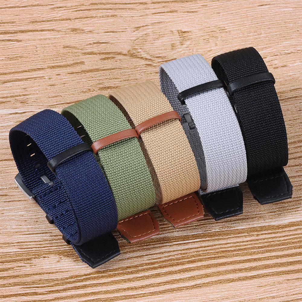 20mm 22mm Woven Nylon Watch Bracelet for Seiko for Rolex Canvas Patch Leather Watch Strap for Omega Replacement Watchband Belts