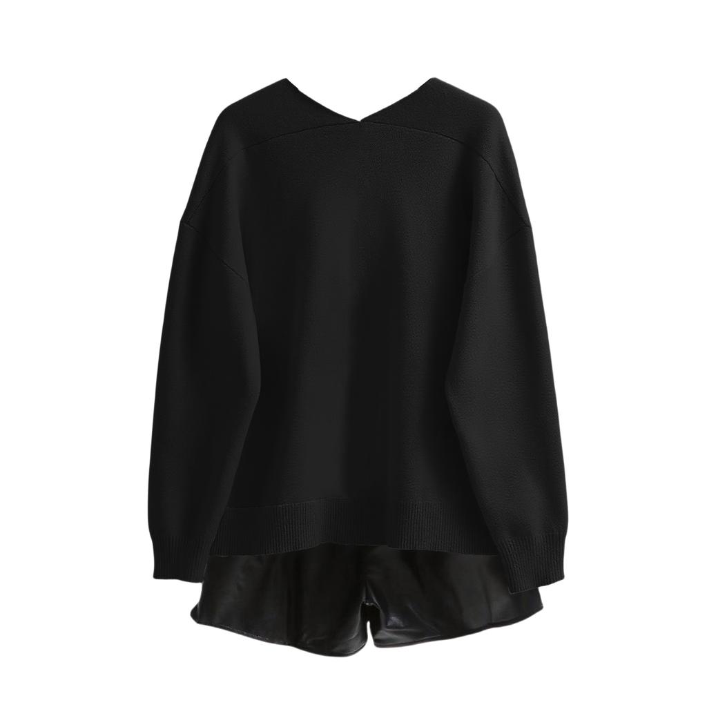 Women's V Neck Top Printing Thickened Plush Cashmere Warm Long Top