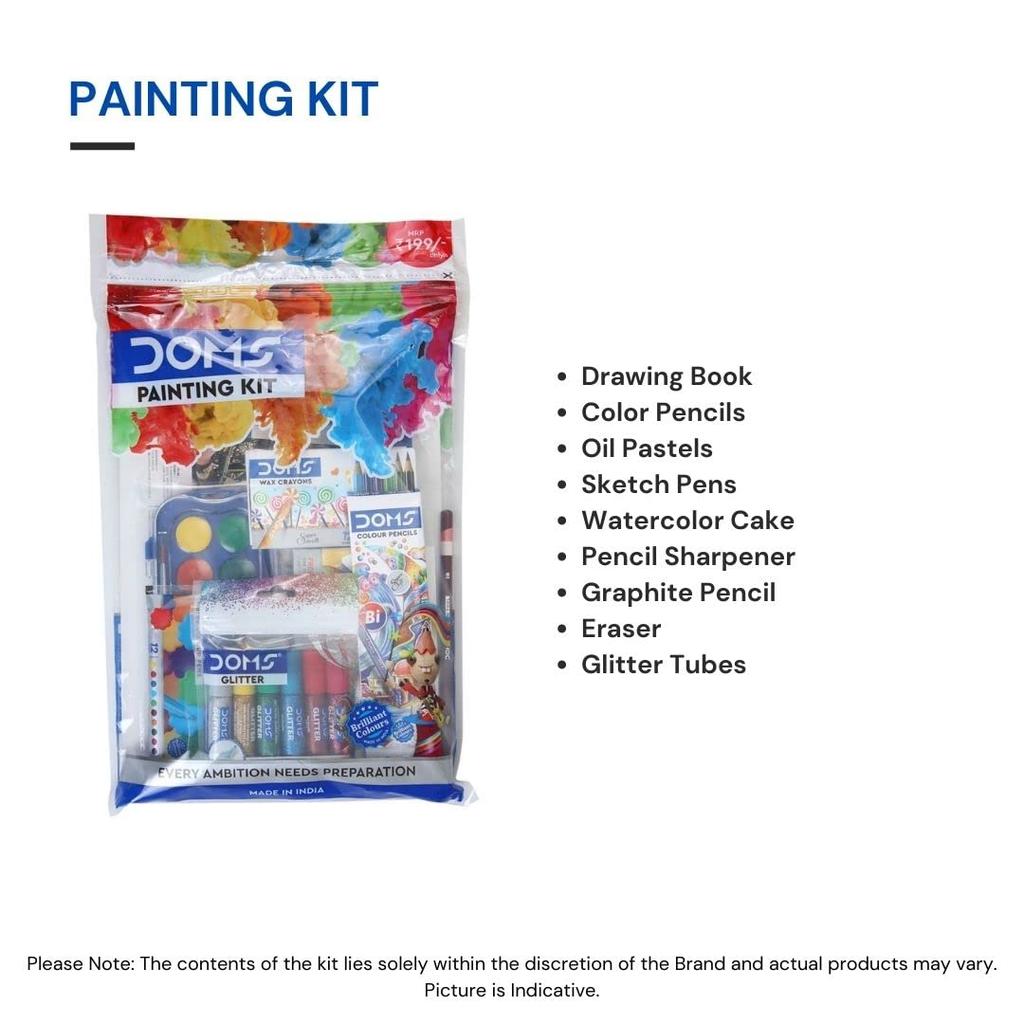 DOMS Painting Kit Pack of 1 8 Items Creative Art Set for Kids Artists, Office & School Works Multicolour Gift Kit