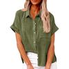 Casual Loose Women Shirt Short Sleeve Lapel Button Down Top With Pocket Tshirt Fashion Color