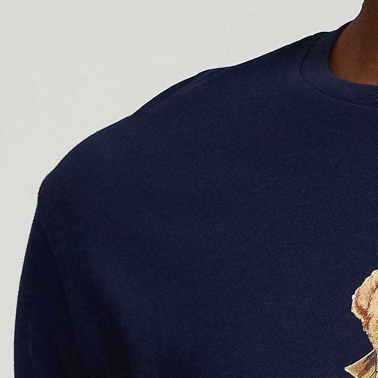 Polo Ralph Lauren Bear Print Slim Fit Crew Neck Long Sleeve T-Shirt Men Tops Dark-Blue MNPOTSH16820153-410