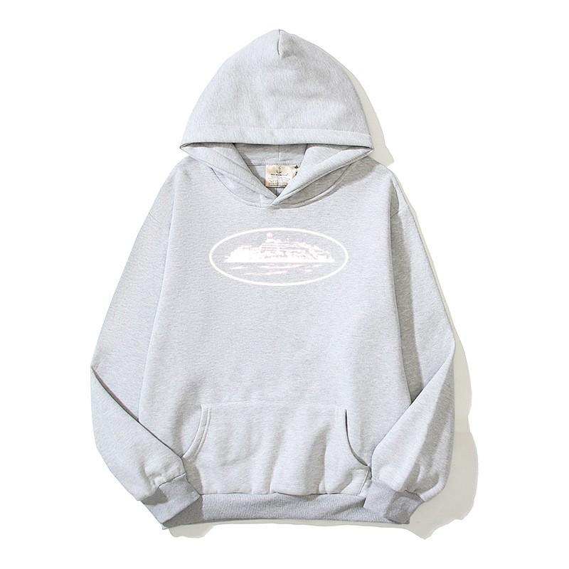American Streetwear Devil Island Print Fleece Hoodie Loose Casual Sweatshirt Youth