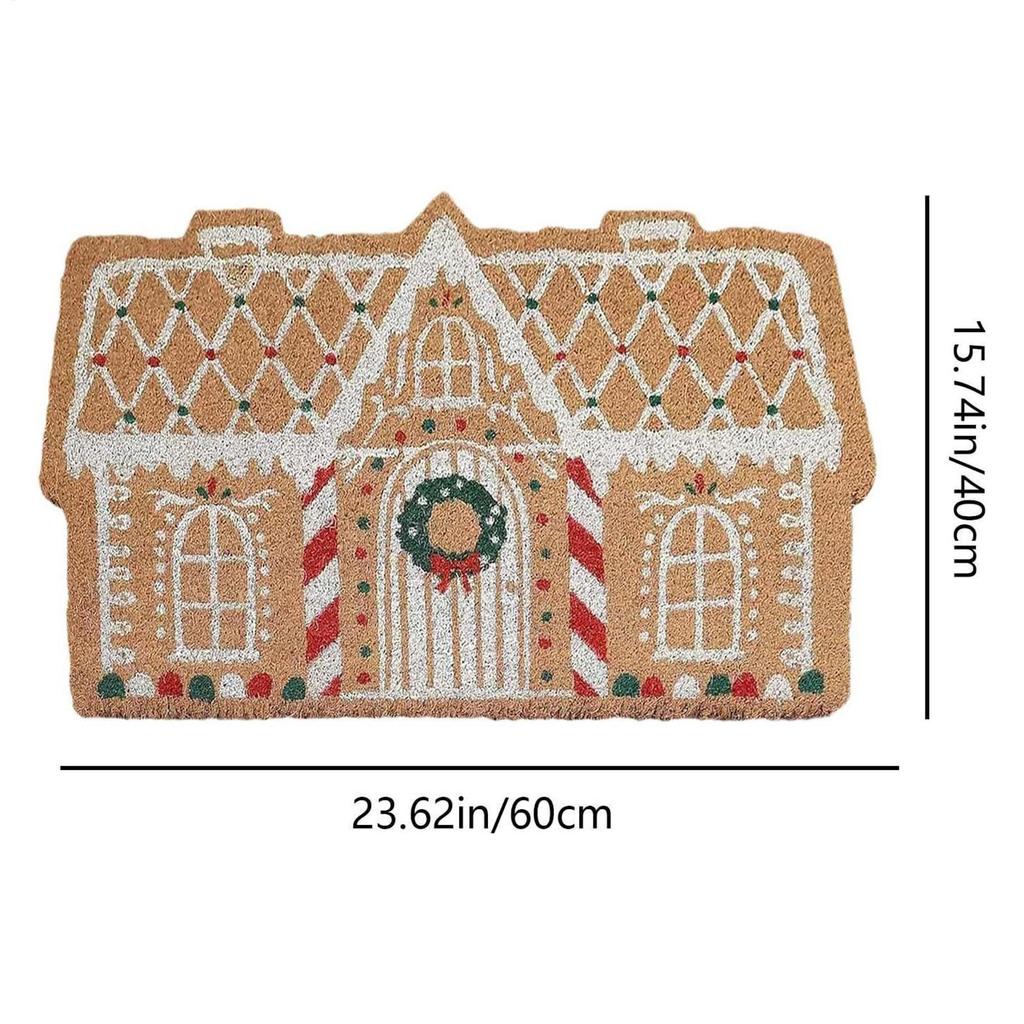 Christmas Entry Rug Non Slip Floor Doormat Gingerbread House Door Mat for Shower Floor Living Room Kitchen Porch Indoor Bathroom