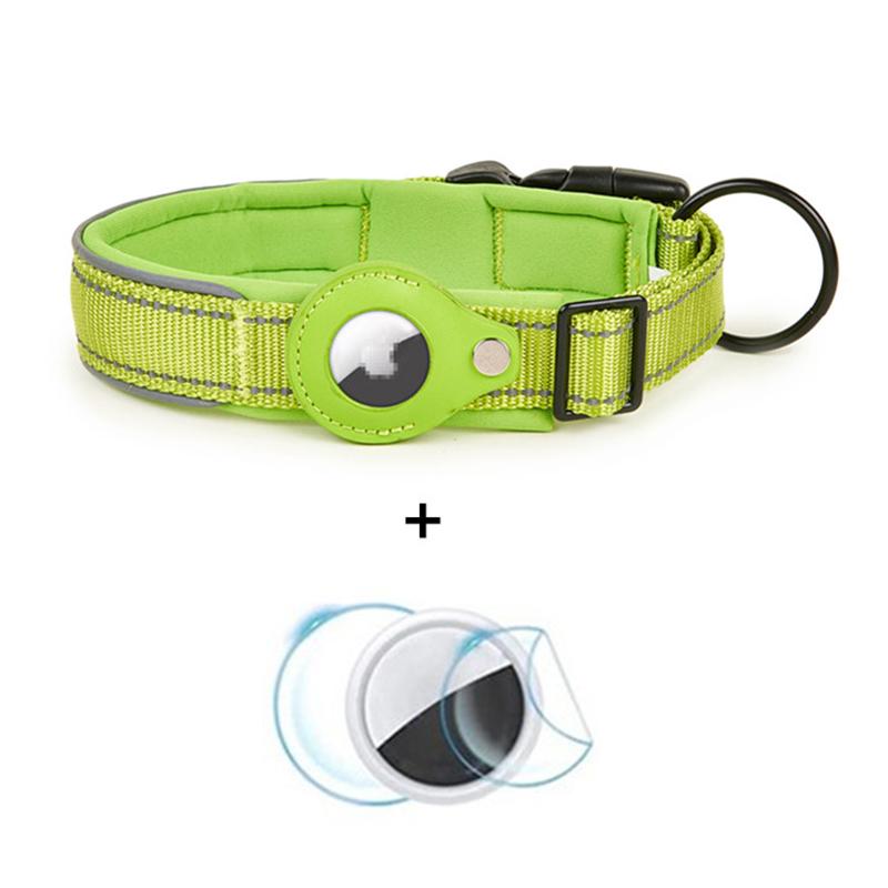

Reflective PU Leather Pet Dog Collar for AirTag Bluetooth-compatible Tracker Holder Case, Size: L H