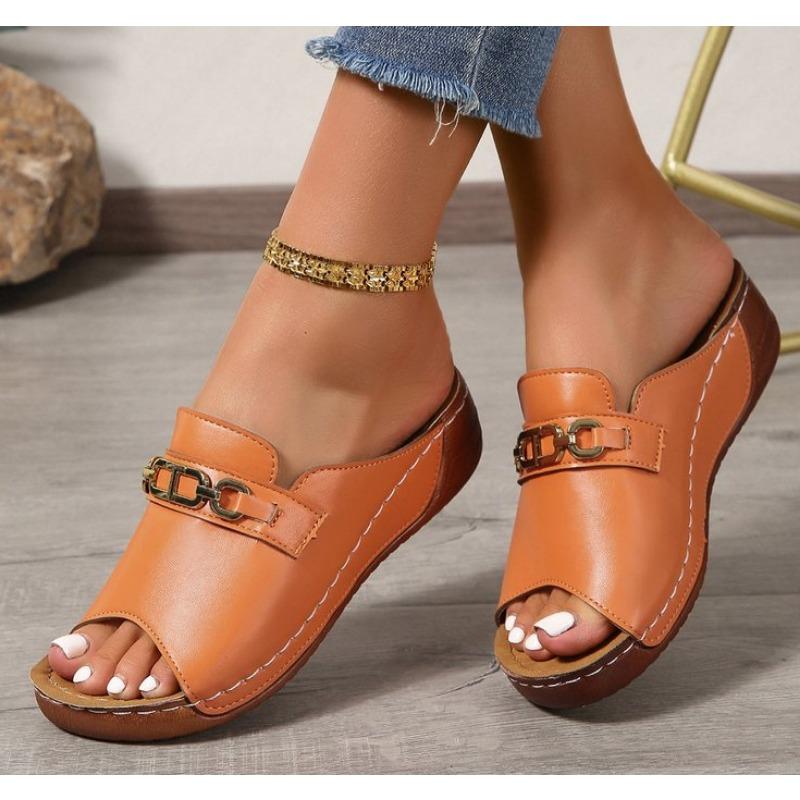 Fashion Women's Sandals 2025 Summer Shoes Women Soft Heels Sandals Low Platform Slippers Summer Sandalias Mujer Indoor Outdoor Footwear