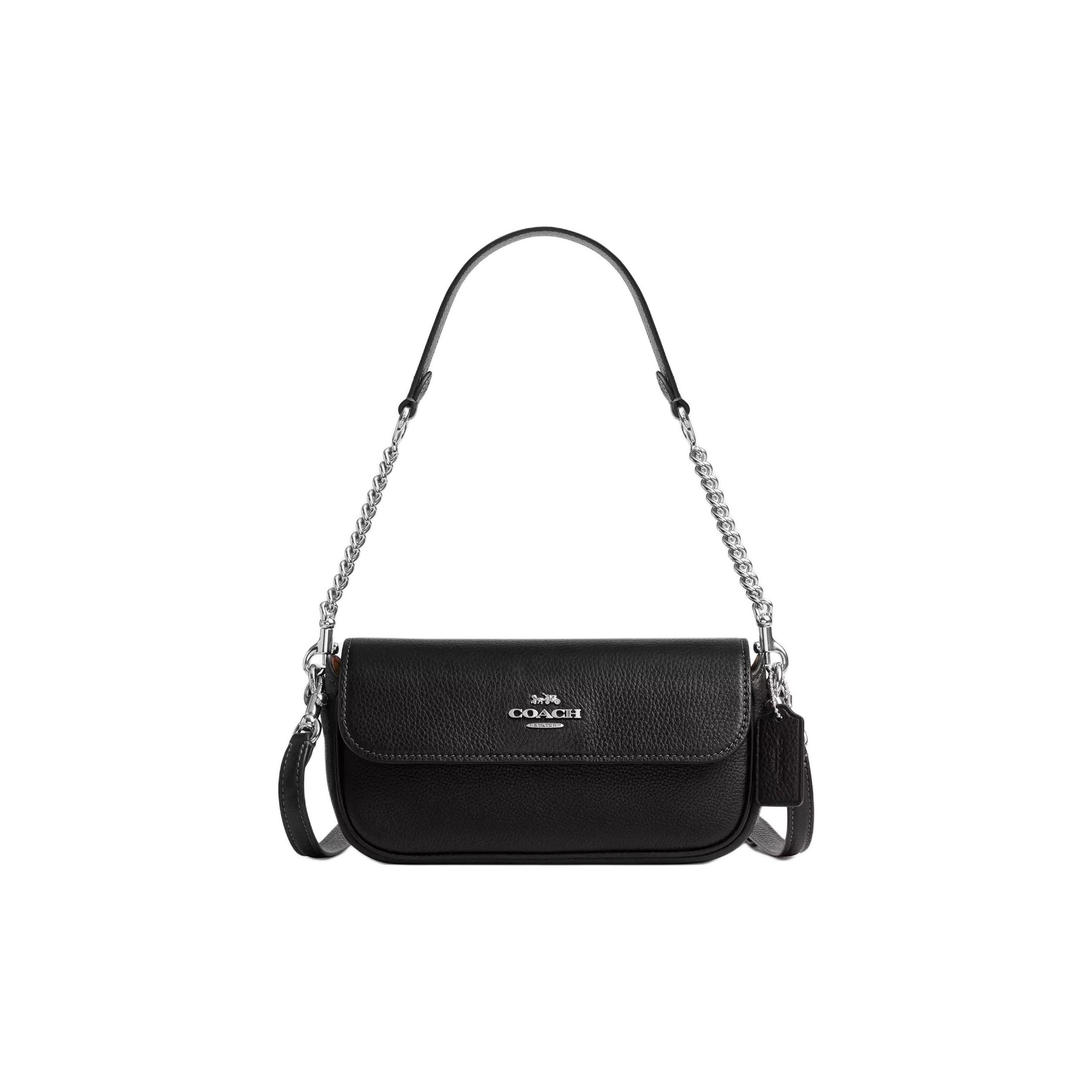 

Coach Hailey 20 Brand Micro Logo Detachable Shoulder Strap Leather Crossbody Handbag Small Women Handbag Black CAN72-SVBK Basic Set (Bag+Dust Bag)