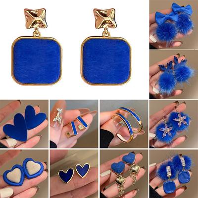 1 paio di orecchini blu da donna, regalo di gioielli per orecchini irregolari opachi, personalità semplice, temperamento femminile