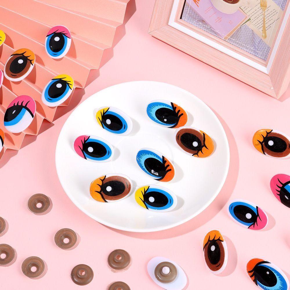 10pcs Kids Toy Colorful Oval Cartoon Eyes Life-like Plush Panda Eye  Crafts Projects