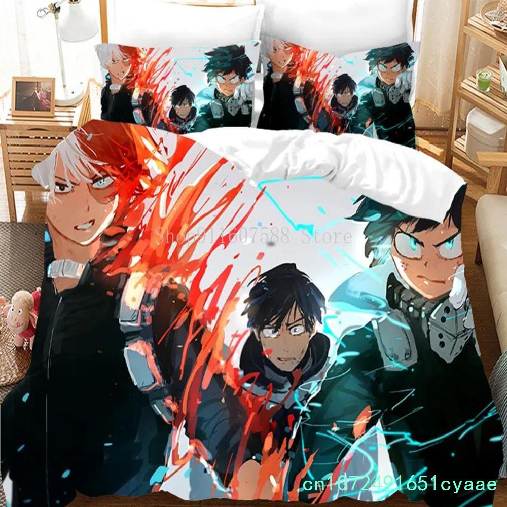 Japan Anime My Hero Academia Printed Bedding Set Cartoon Duvet Covers Pillowcases Comforter Bedding Set Bedclothes Bed Linen