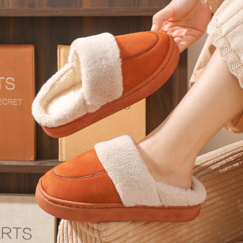 Cotton Slippers Women Winter Plush Spring Autumn Winter Home Use Indoor Non-slip Home Warmth Couple Men