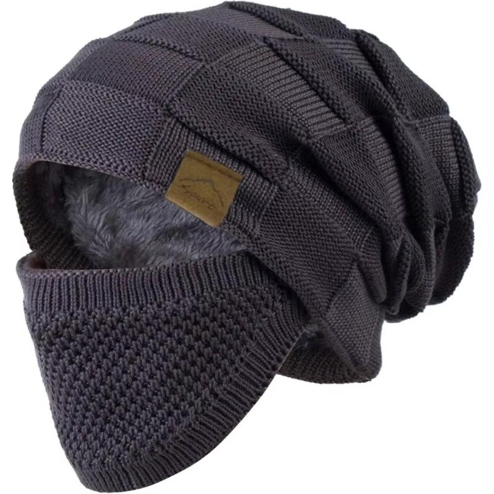 Soft Winter Beanie Cap Thick Warm Face Mask Set Casual Slouchy Hat for Winter Cycling Skiing