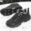 Men Snow Shoes Winter Plush Warm Platform Sneakers Casual Male Lace Up PU Cotton Shoes