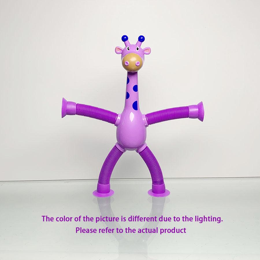 Suction cup giraffe robot telescopic toy with versatile light, elongated tube, children's cartoon creative puzzle toy