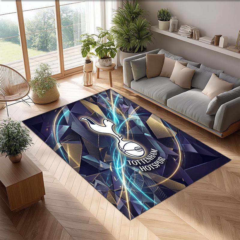 Tottenham Hotspur bedruckter Flanell-Teppich rutschfest weicher Polyester-Bodenbelag Indoor Dekorationsmatte für Schlafzimmer Wohnzimmer Sofa