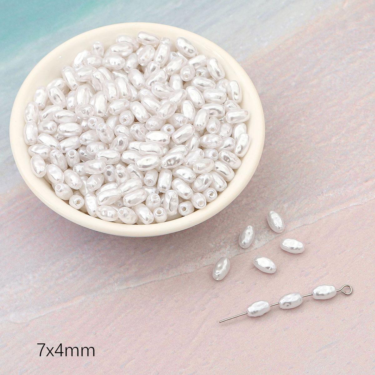 

Геометрическая форма имитация жемчуга из АБС-пластика, бусины с прямым отверстием, браслет «сделай сам», ювелирные аксессуары 7x4mm 30pcs белый