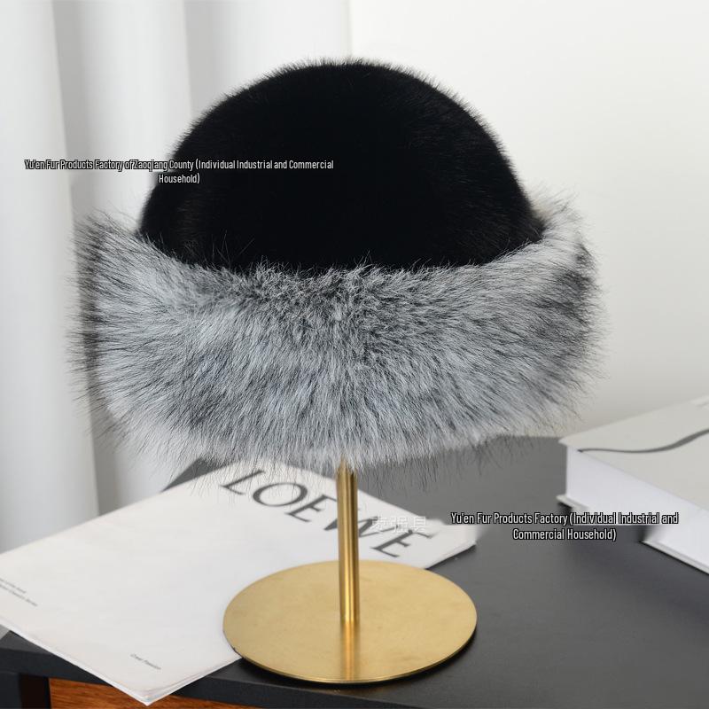 Silver Fox Faux Fur Mongolian Hat with Ear Protection - Unisex, Warm, Fleece-lined for Autumn/Winter