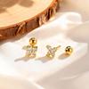Mini Dainty White Zirconia Butterfly Stud Earrings for Women Girls,Stainless Steel Zircon Earrings,Gold Plated Exquisite Jewelry