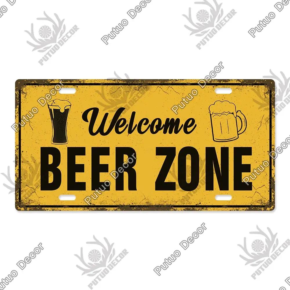 Putuo Decor Bier Metallschild Blechschild Plakette Metall Vintage Nummernschild Dekoration für Bar Pub Man Cave Wohnzimmer Wanddeko