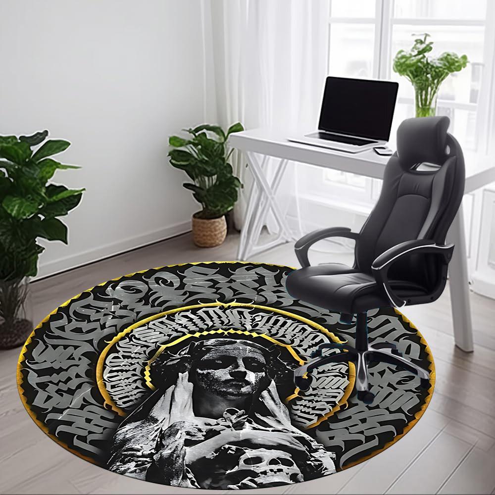1 Stück Gothic Statue Stuhl Teppich für Büro, Runder Rutschfester Langlebiger Großer Büroteppich, Geeignet für Büro