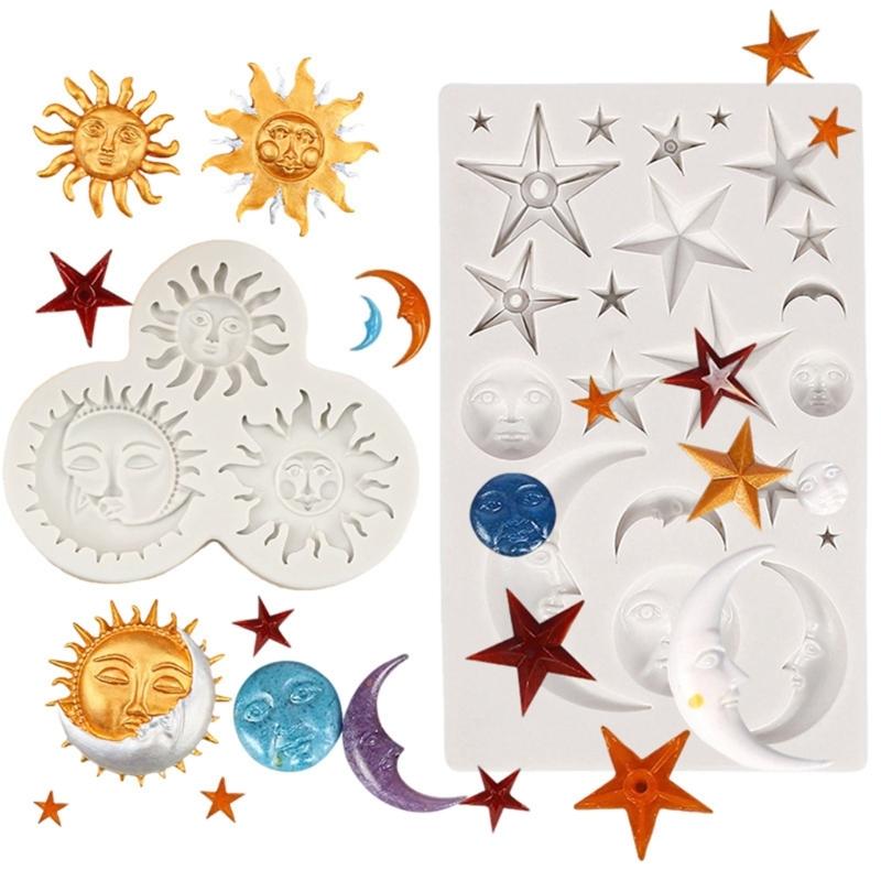 Multi-Cavities Cake Baking Mold Moon Sun Star Silicone Fondant Molds For Making Chocolate Candy Handmade Clay Craft