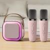 Bluetooth-kompatibilis 5.3-as mini házimozi hangszórók vezeték nélküli mikrofonnal, kis hangszóróval, állítható LED-lámpákkal otthoni karaokehoz