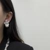 High-Brightness Pearl Earrings, High-End Personality Exaggerated Earrings, Flower Temperament Jewelry, Cold Wind Slightly Inlaid Zircon Stud Earrings