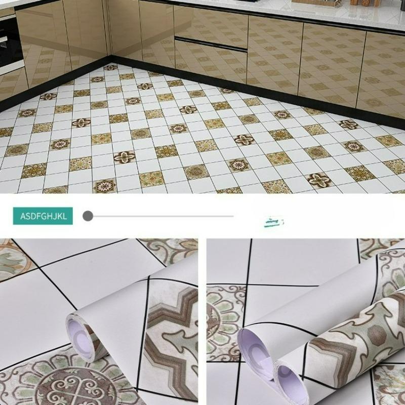 Kitchen, Bathroom, Non-slip Floor Stickers, Thickened Balcony Floor Wallpaper, Self-adhesive Waterproof Tile Stickers
