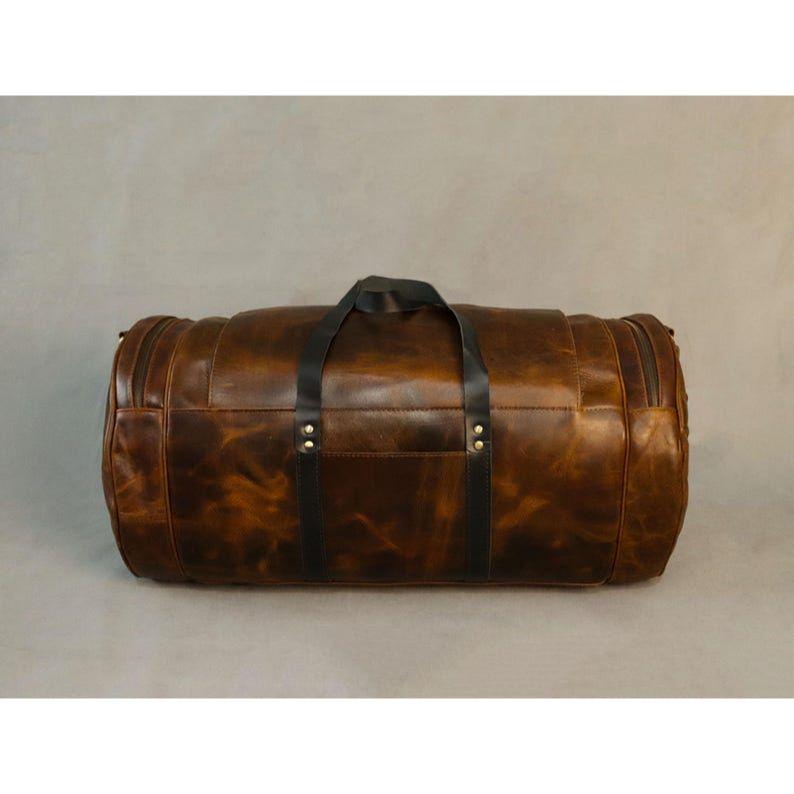 Sac Duffel en Cuir Pleine Fleur Fait Main Cuir de Buffle Sac Week-end pour Homme-Sac de Voyage Épaule-Idée Cadeau Idéale pour les Hommes