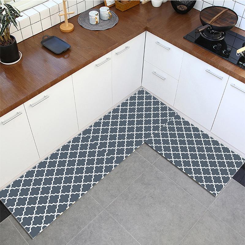 Plaid Kitchen Mat Nordic Long Non Slip Kitchen Carpet for Floor Black Grey Entrance Doormat Bath Mats Hallway Rug Home Decor