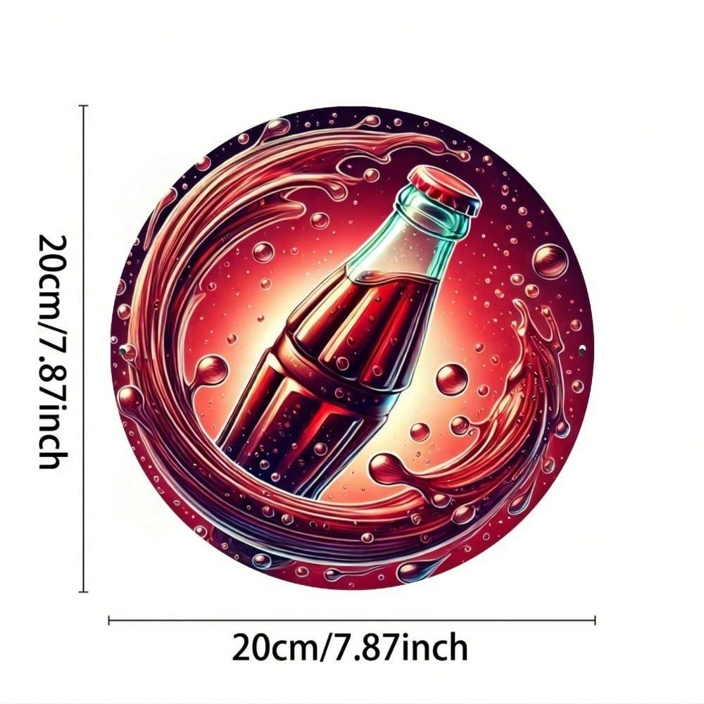 Vintage Cola Metal Tin Sign Wall Art 8x8 Inch Round Durable Iron Decor for Home Bar Cafe Indoor Outdoor Gift Garden Yard