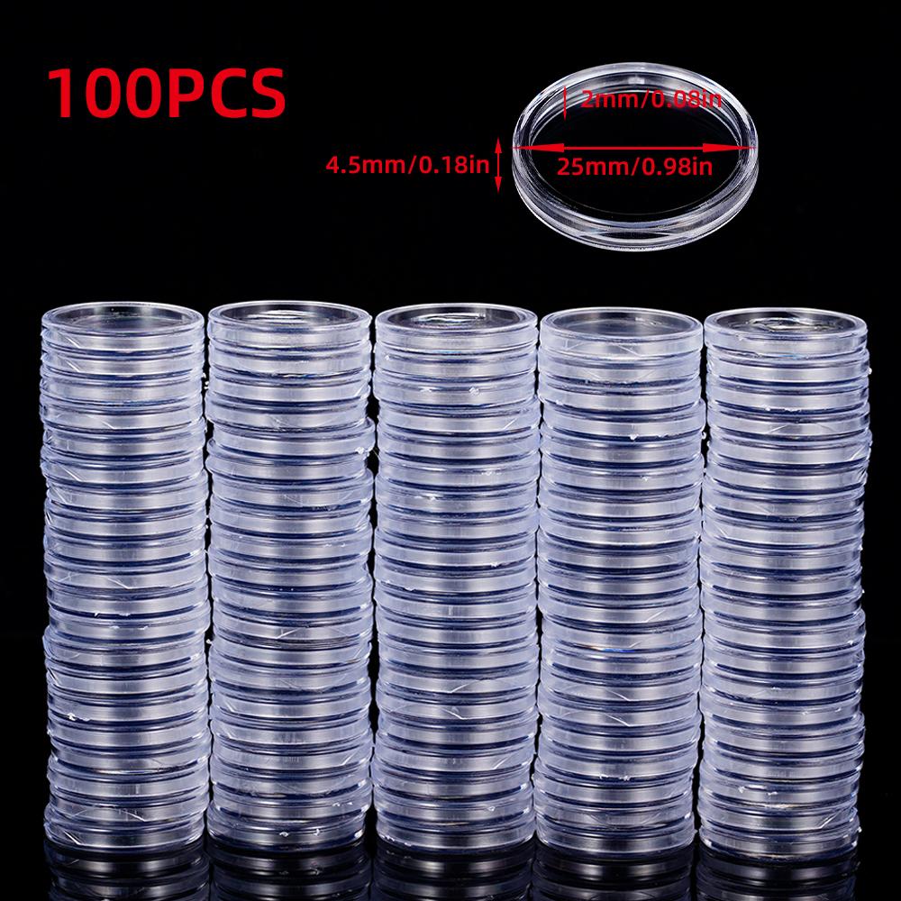 10/50/100Pcs 19-33mm Transparent Coin Cases Holder Coin Collecting Box Case Coins Storage Capsules Protection Boxes Container