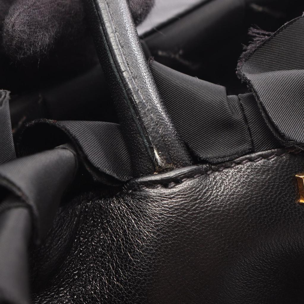 Used PRADA Frill Tote Bag Nylon leather Black Used Women