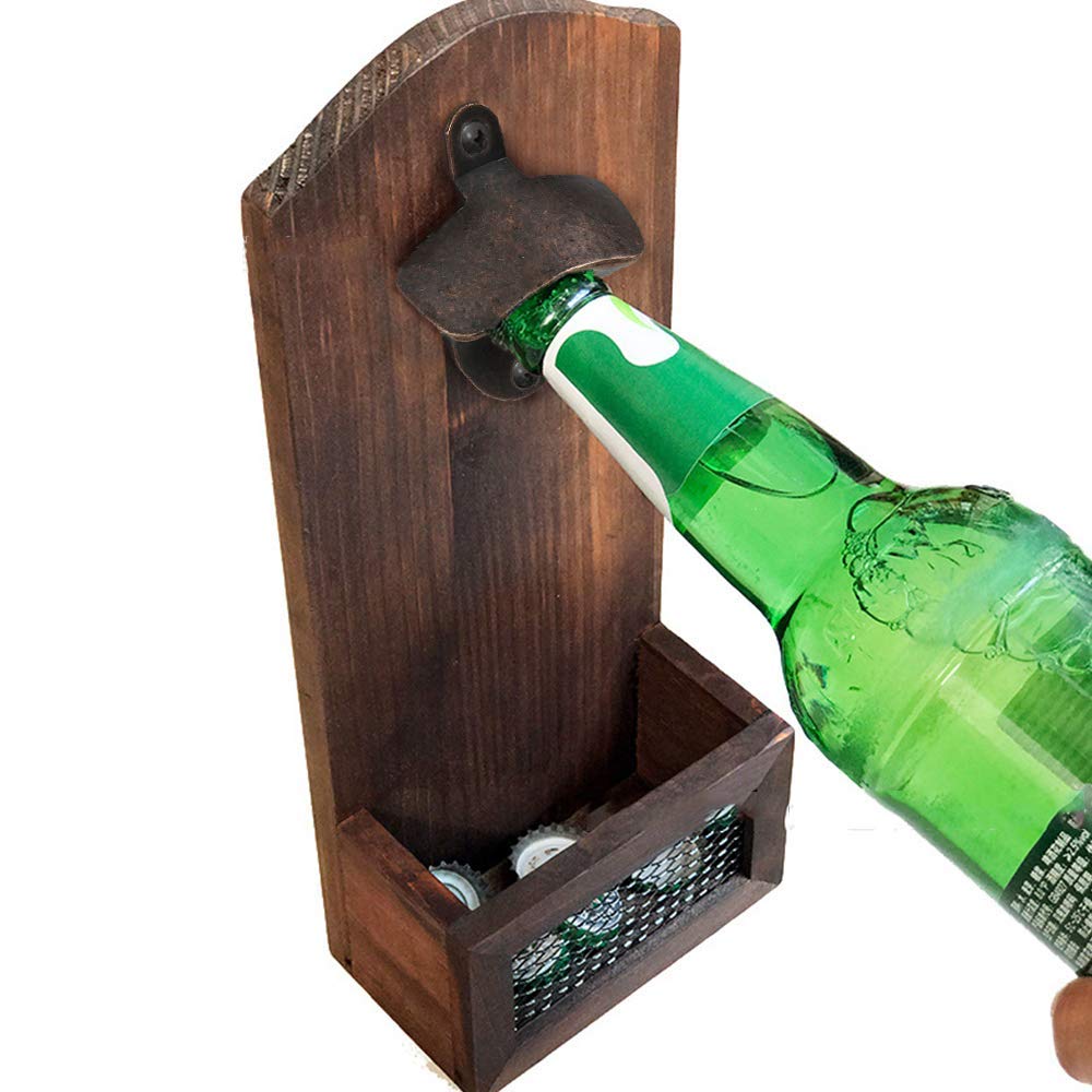Zinc Alloy Beer Bottle Opener Wall Mounted Vintage Retro Hanging Beer Bottle Opener Corkscrew Kitchen Bar Party Tool Accessories