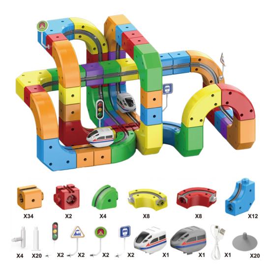 51/81/118Pcs/Set Magnetic Track Train Toy Kit Kids DIY Rail Building Gravity-Defying Electric Train Toy Toddlers Track Car Educational STEM