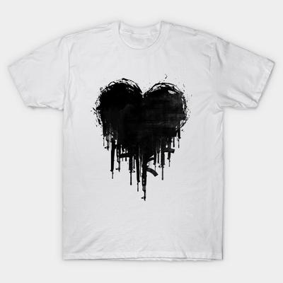 T-Shirt Damen Dark Heart Harajuku Print Kawaii T-Shirt Sommer Kurzarm Damen T-Shirt Top Tee