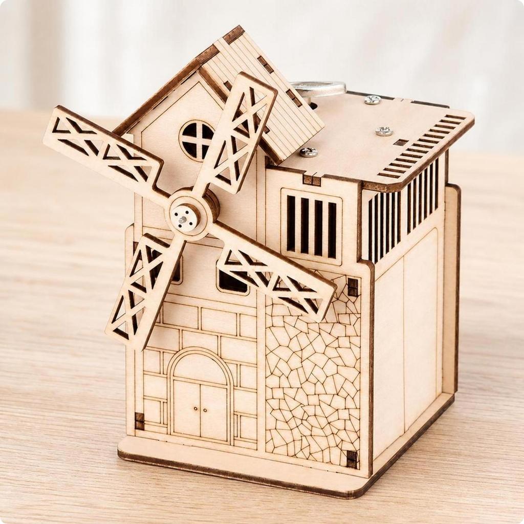 Pinwheel Music Box Wind-up DIY Craft Kit Educational for Children