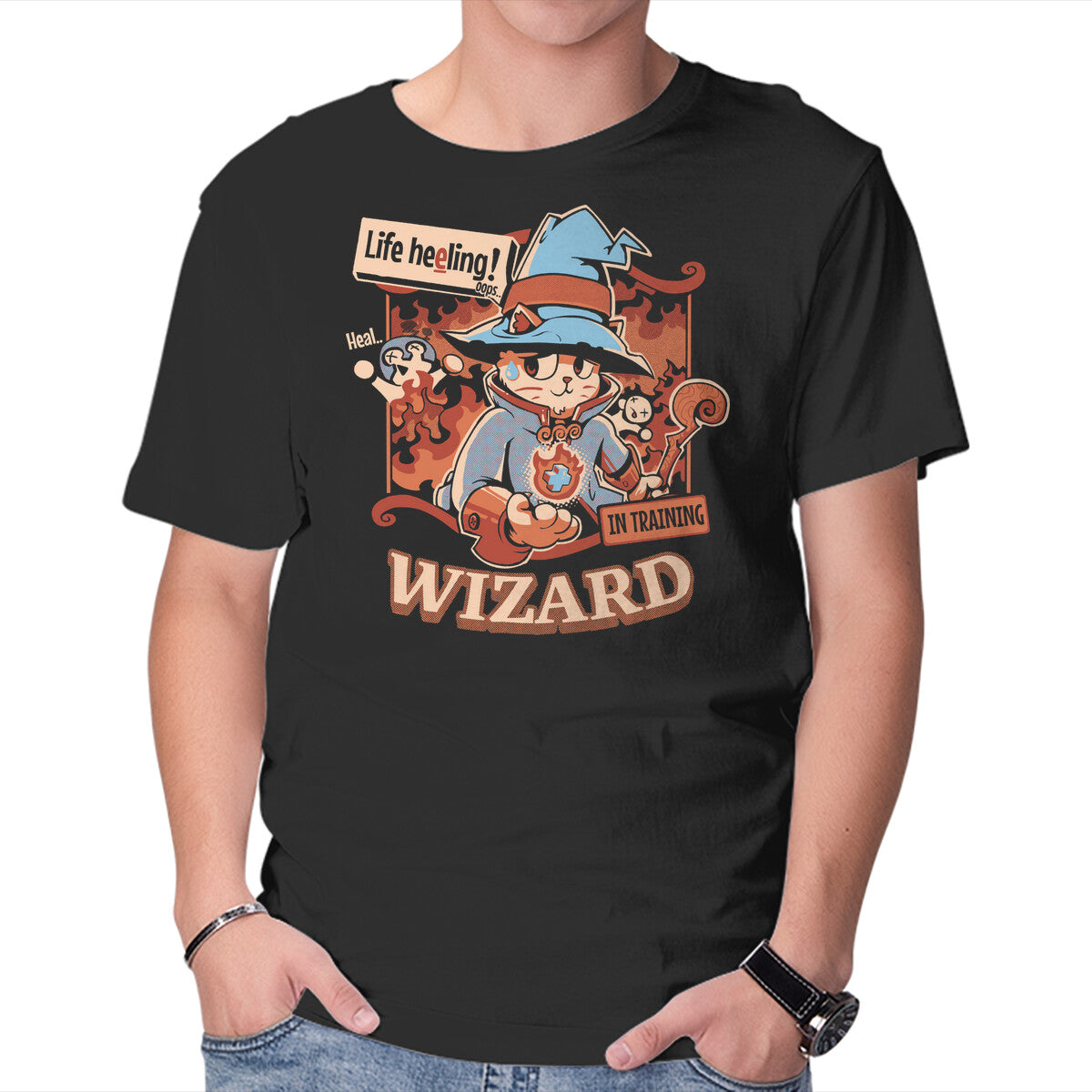 Unisex Crew Neck T-Shirt Wizard Still In Training Graphic Short Sleeve Casual Tee L
