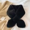 Women Winter Warm Faux Rabbit Fur Plush Neckerchief Wrap Neck Warmer Solid Color Cross Scarf