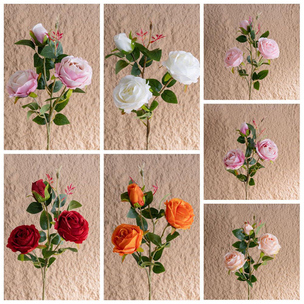 Flowers and Whispers 3-Head Artificial Rose Decoration for Wedding Celebrations, INS Style Home Decor CL64001