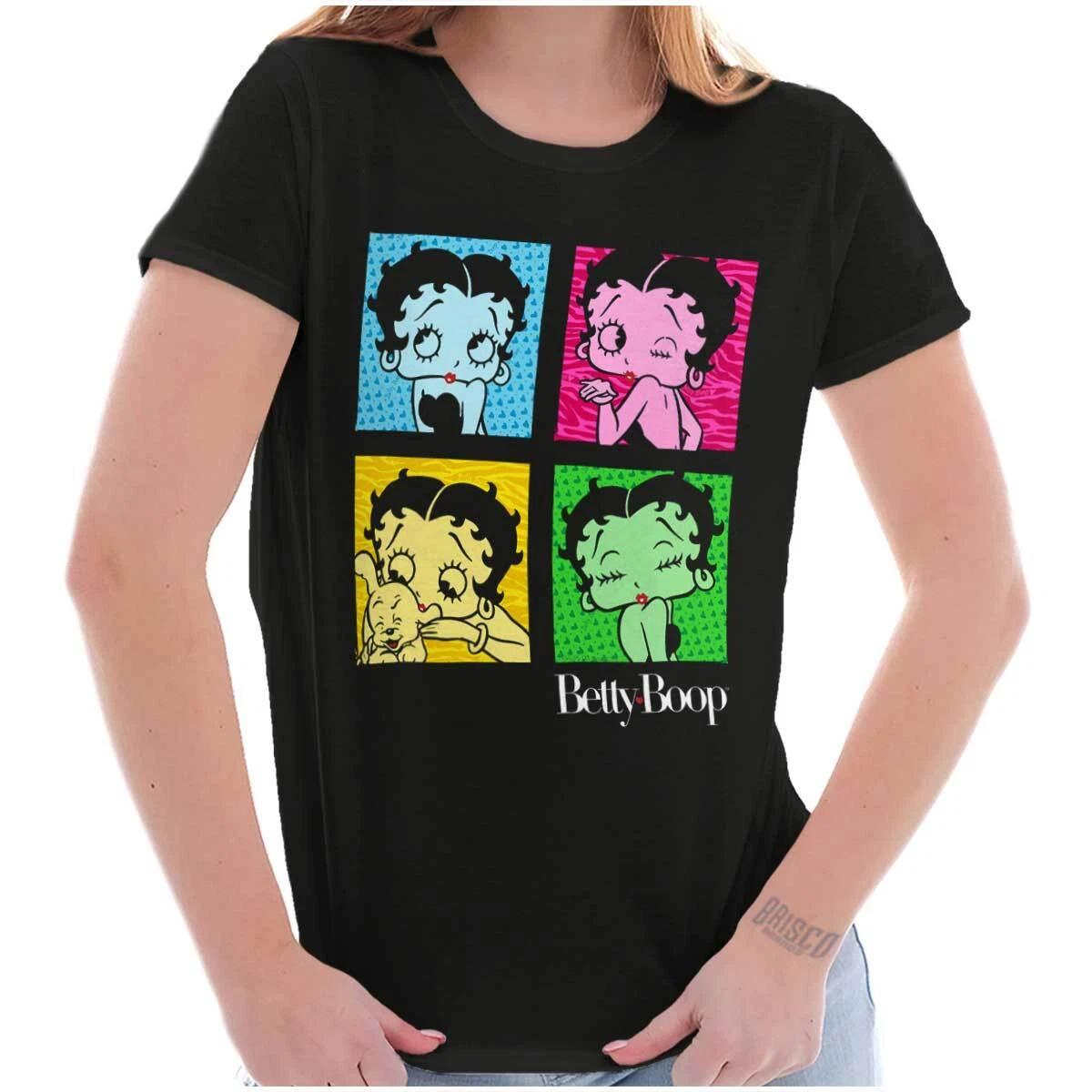 Retro Betty Boop Cartoon Pop Art Squares Womens Top Junior Graphic Tee XXL