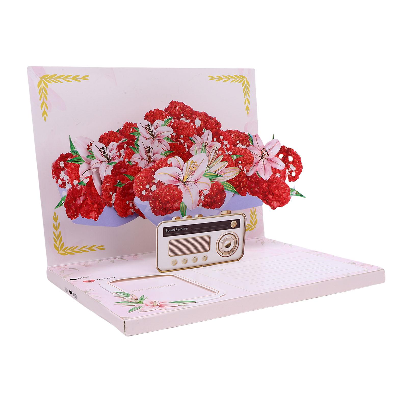 

3D Pop Up Card with Recording Flower Bouquet Greeting Card for Birthday Mother Day Anniversary Present