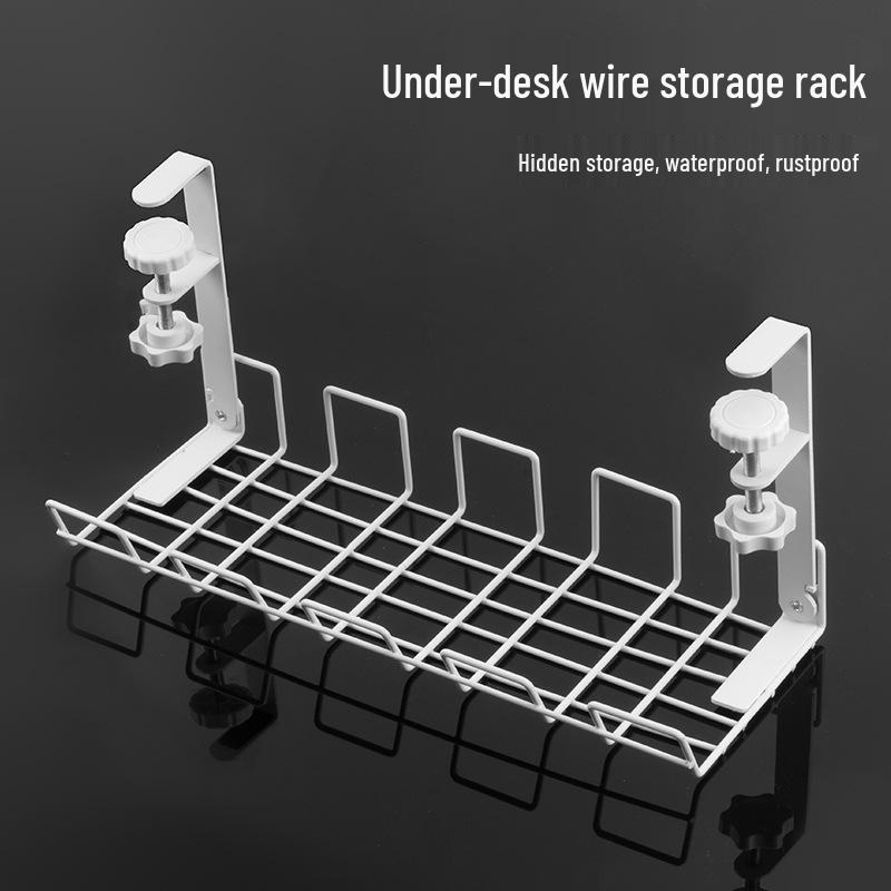 Under-Desk No-Drill Cable & Power Strip Organizer Rack