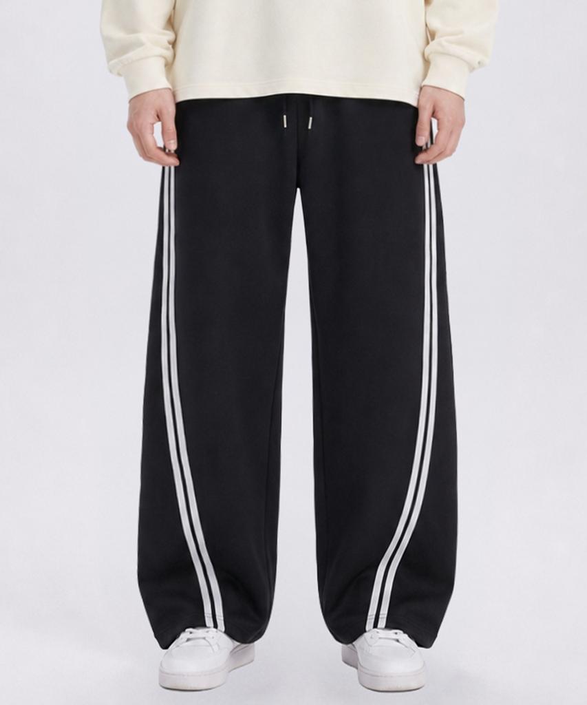 OCELOT C59 Curved Side Double-Striped Wide Sweatpants_Black