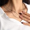 French Rhombus Sequined Double-Layer Stacked Titanium Steel Necklace Does Not Fade Niche Light Luxury Collarbone Chain Women'S High Sense