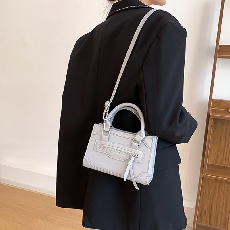 Bolsa de ombro feminina pequena de couro PU vintage com zíper quadrado bolsa crossbody