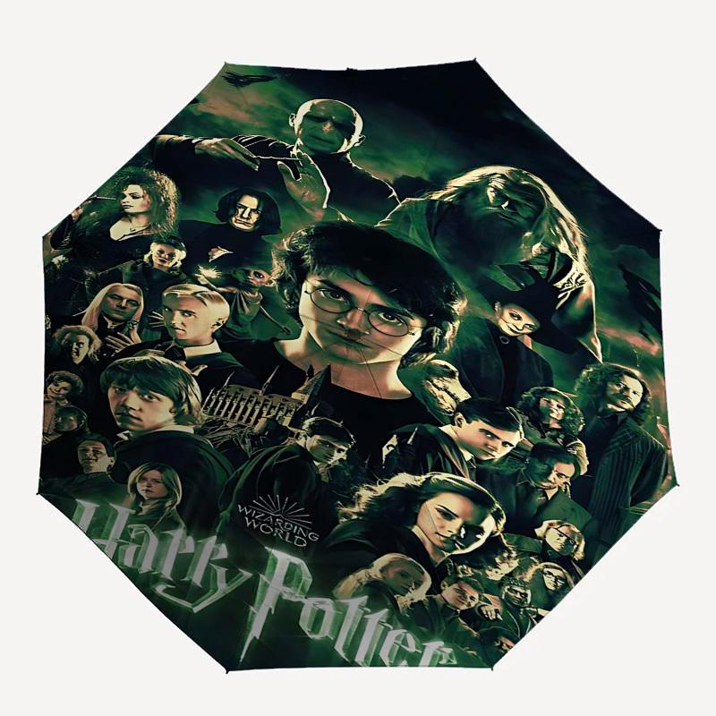 1pc Harry Potter Automatic Folding Umbrella - Compact 8-Rib Design, Durable Plastic & Iron1360L