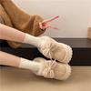Cotton slippers women's winter fashion bow bag head velvet warm indoor and outdoor wear heightened thick bottom fluffy slippers